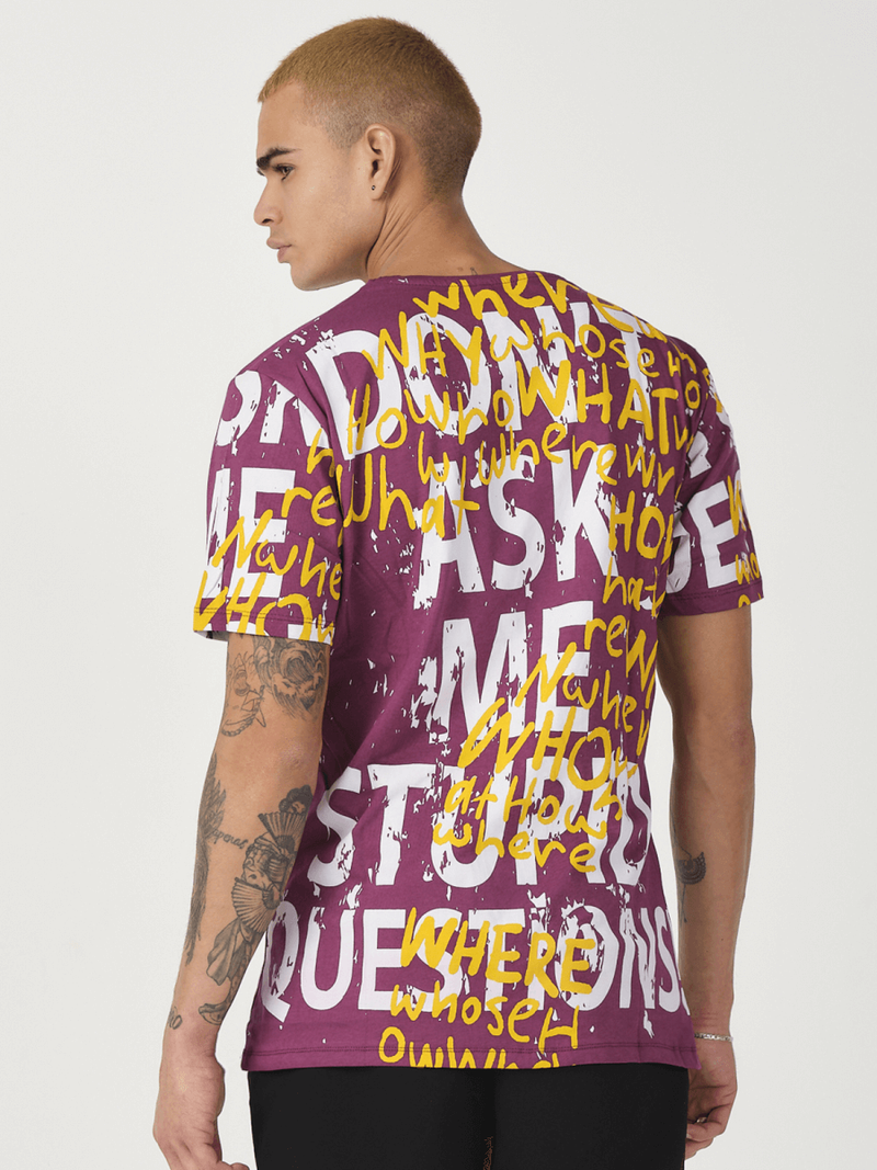 T-Shirt męski z nadrukiem bordowy OZONEE MR/21519