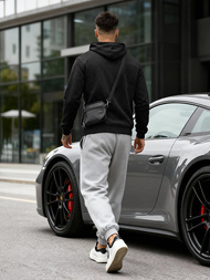 Bluza z kapturem męska czarna OZONEE JS/8B1973/3