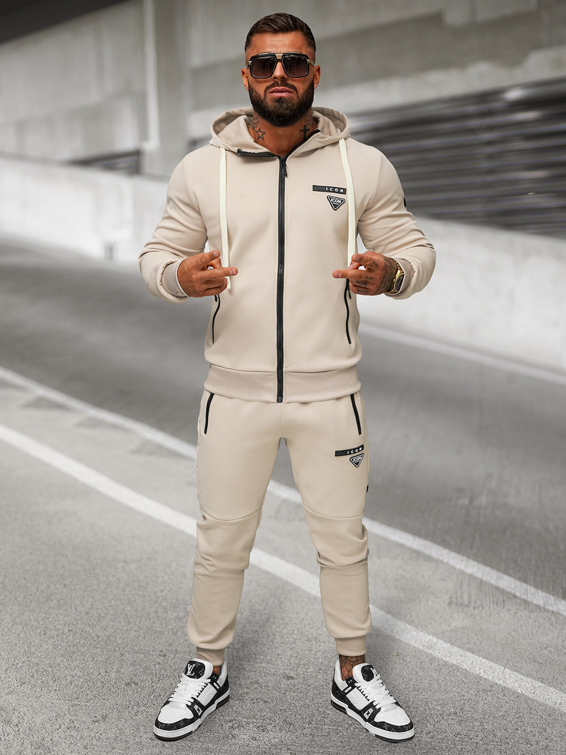 Komplet dresowy męski beżowy OZONEE O/LN11760