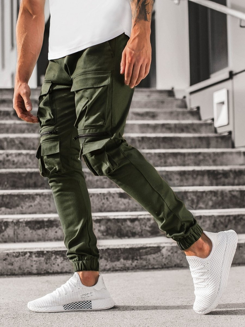 Spodnie męskie chino joggery khaki OZONEE G/2787