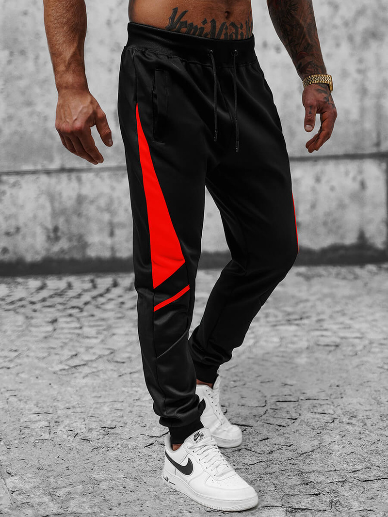 Штани Cпортивні Чоловічі Чорно-Червонi OZONEE JS/8K182