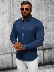 Класична сорочка чоловіча tемно-cиня OZONEE O/V64