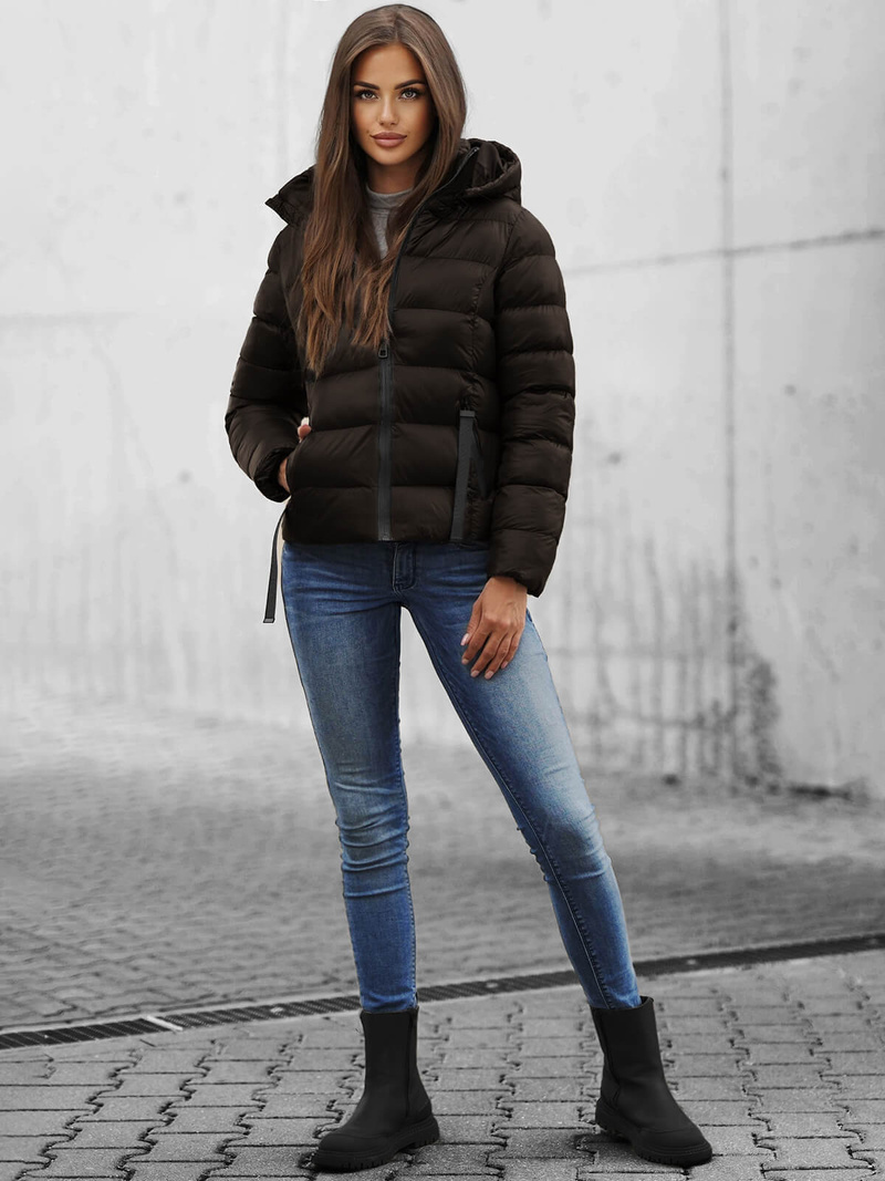 Kurtka zimowa damska pikowana czekoladowa OZONEE JS/M782/392Z