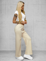 Spodnie damskie z szeroką nogawką ecru OZONEE JS/92K526/155