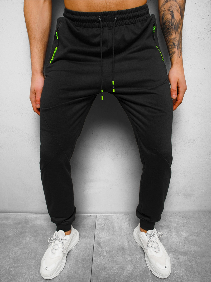 Spodnie dresowe męskie czarne OZONEE JS/68K10350