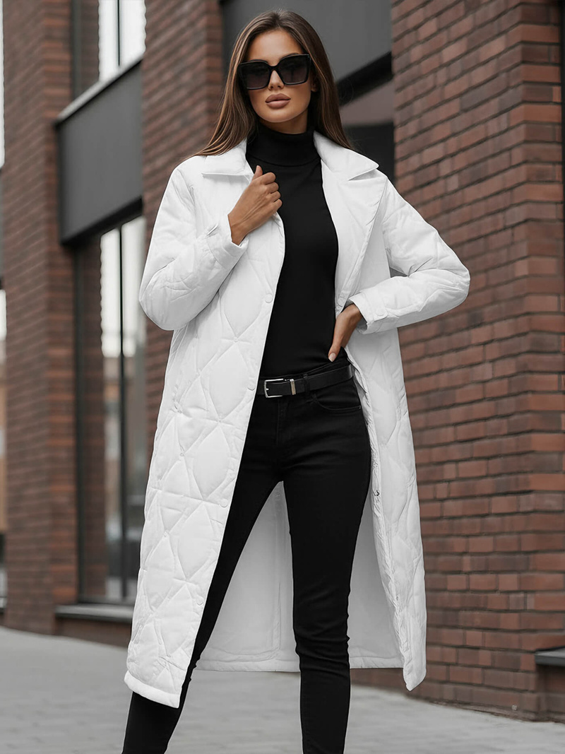 Płaszcz zimowy damski pikowany biały OZONEE JS/5M3177/281Z