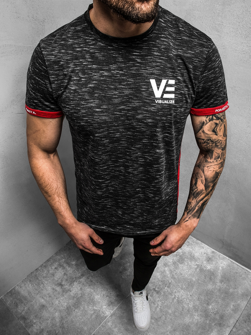 T-Shirt męski czarny OZONEE JS/SS11123Z