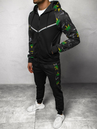 Komplet dresowy męski czarno-zielony OZONEE O/HM703Z