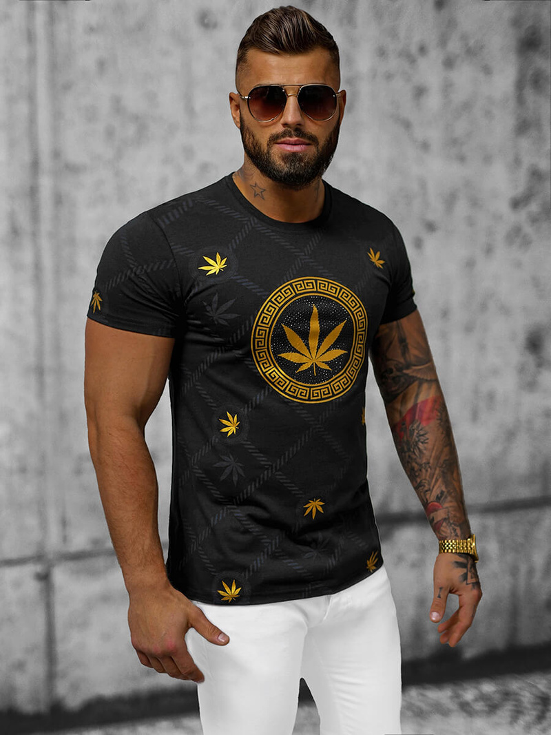 T-shirt męski czarny OZONEE O/T130/3Z