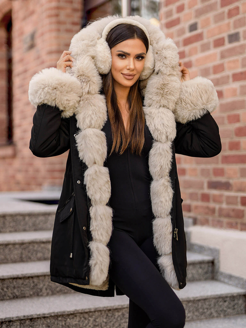 Куртка жіноча Чорно-Бiла OZONEE JS/16M9062/392BZ