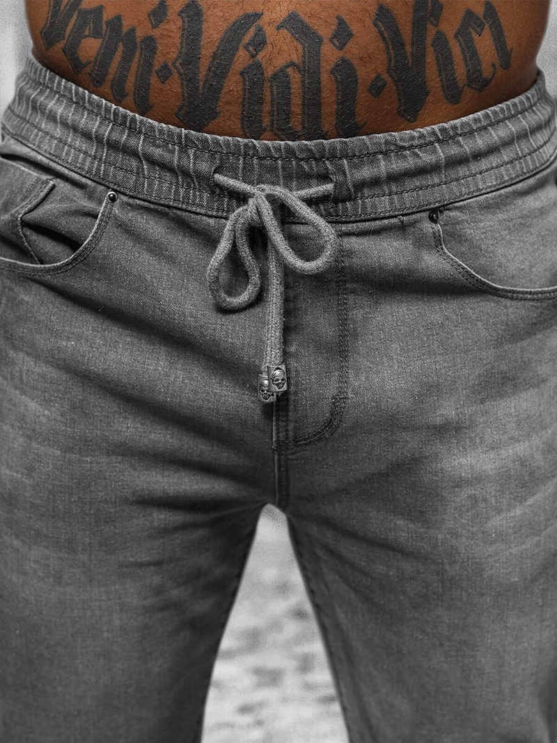 Spodnie jeansowe joggery męskie grafitowe OZONEE NB/MP0275GC