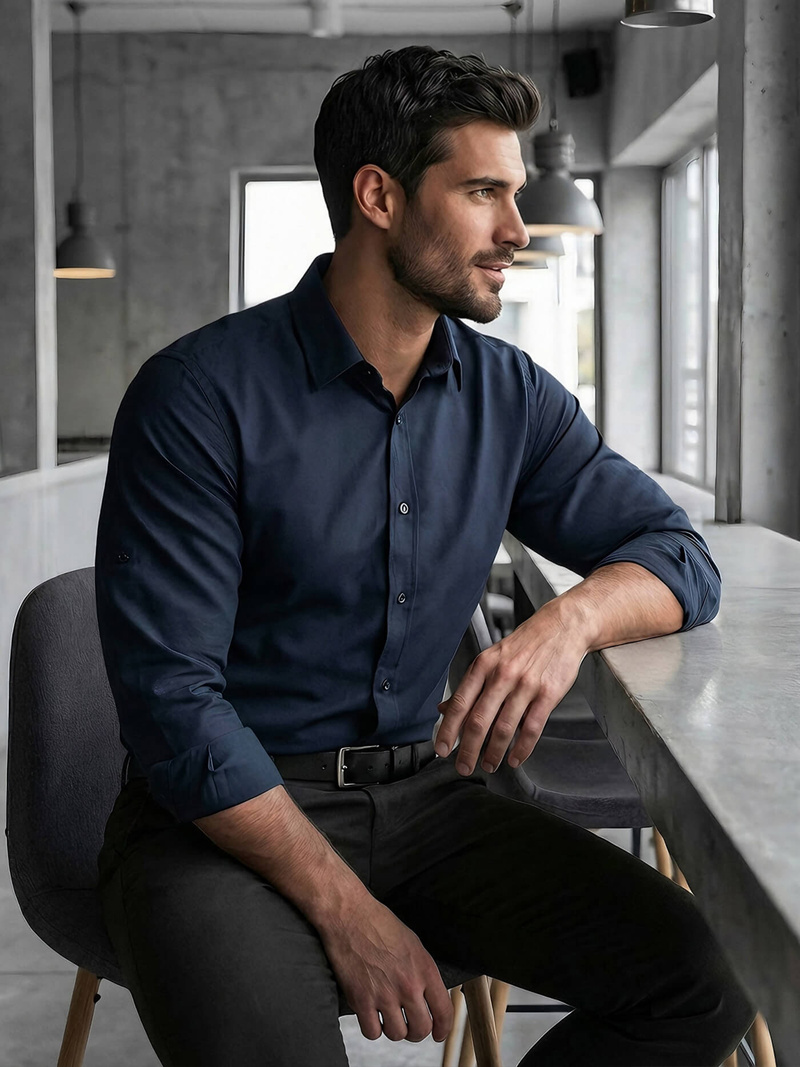 Cорочка чоловіча tемно-cиня OZONEE V/V188Z