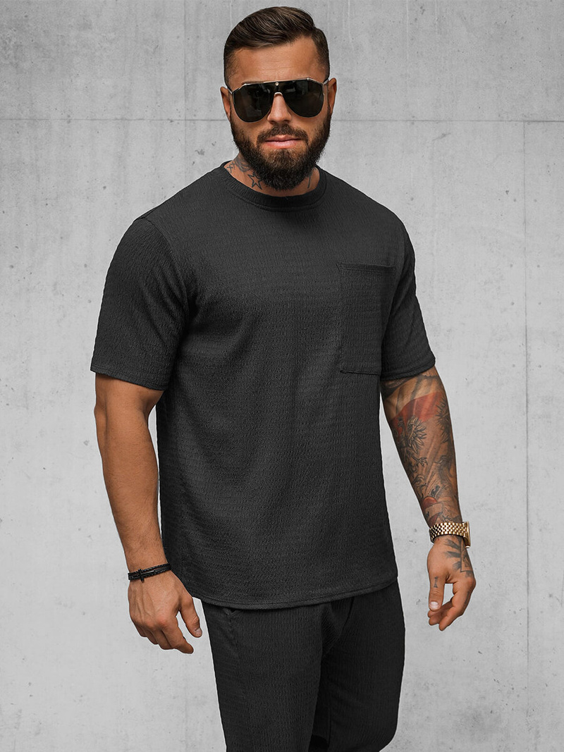 T-shirt męski czarny OZONEE O/Y960T