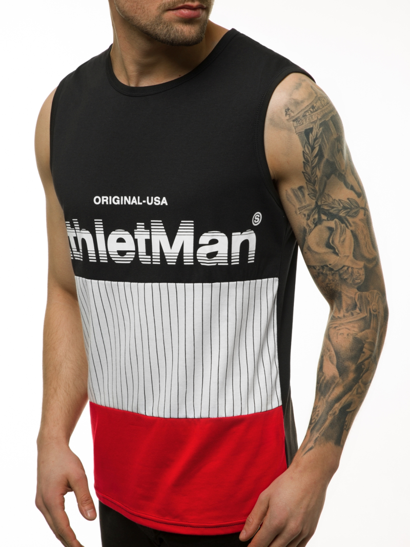 T-Shirt męski bez rękawów czarny OZONEE JS/SS11065