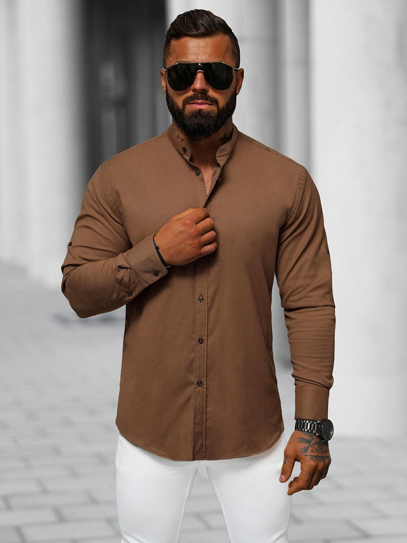 Koszula męska brązowa OZONEE O/V104