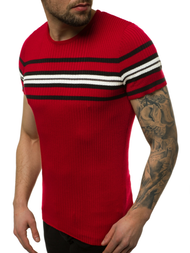 Bluzka z krótkim rękawem męska bordowa OZONEE L/2296