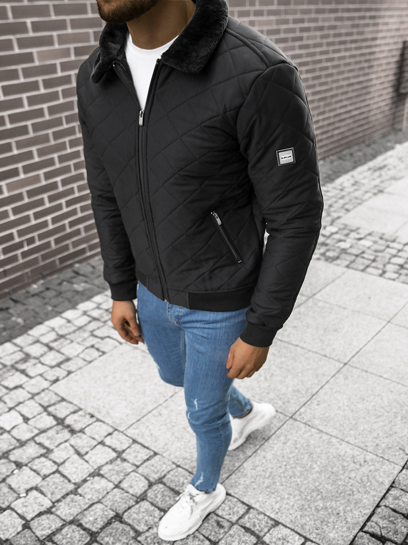 Kurtka przejściowa męska czarna OZONEE O/9032