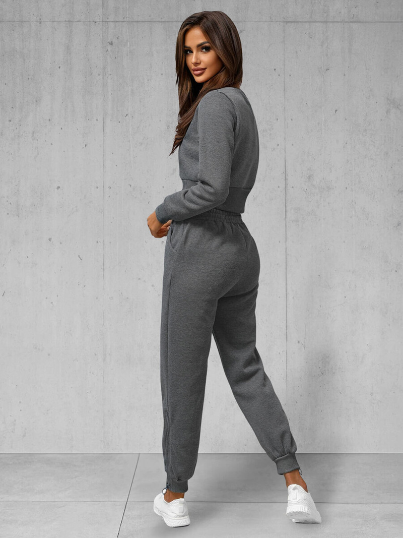 Komplet dresowy dwuczęściowy damski grafitowy OZONEE JS/8C78/5Z