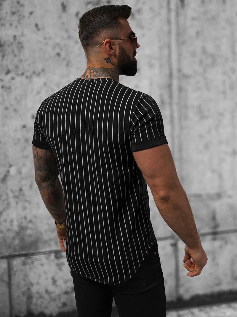 T-Shirt męski czarny OZONEE O/P1111