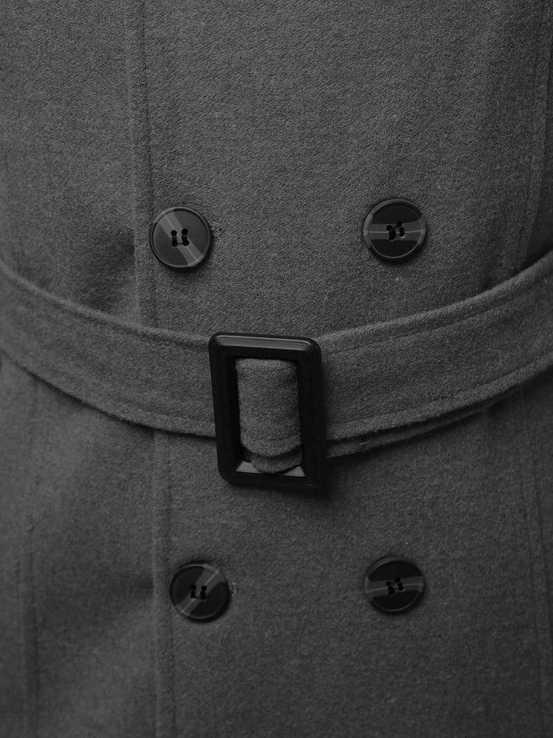 Płaszcz męski z pagonami ciemno-szary OZONEE O/5627