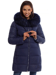 Kurtka zimowa damska parka z futerkiem granatowa OZONEE O/SW028/2