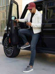 Spodnie jeansowe męskie slim fit ciemno-niebieskie OZONEE O/JK2895AZ