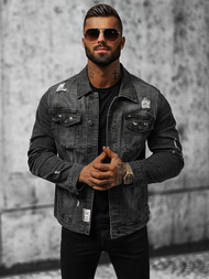 Чоловіча джинсова куртка Чорна OZONEE NB/MJ515N