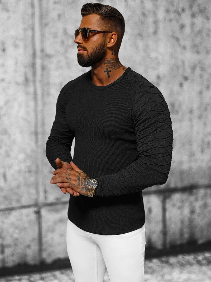 Sweter męski czarny OZONEE L/2486Z