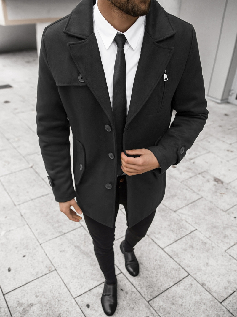 Płaszcz męski czarny OZONEE JS/79M3127Z