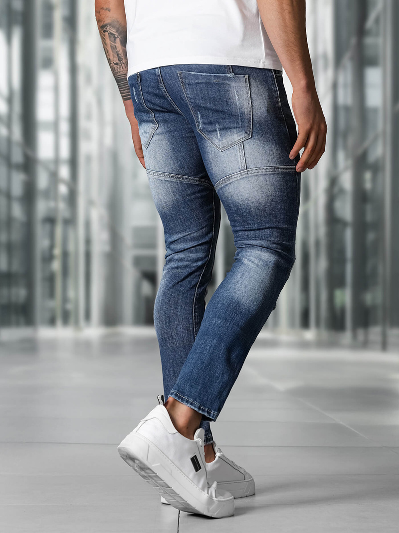 Spodnie jeansowe męskie slim fit niebieskie OZONEE NB/MP0050BZ