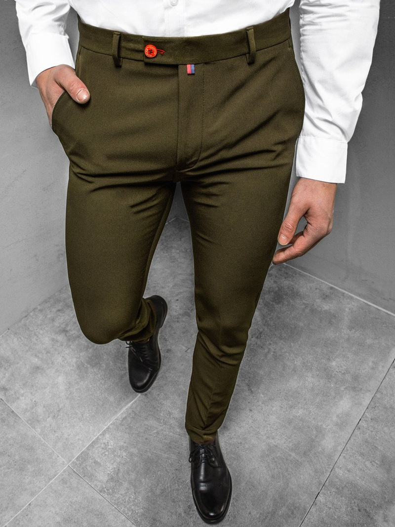 Spodnie męskie chino materiałowe khaki OZONEE DJ/5513