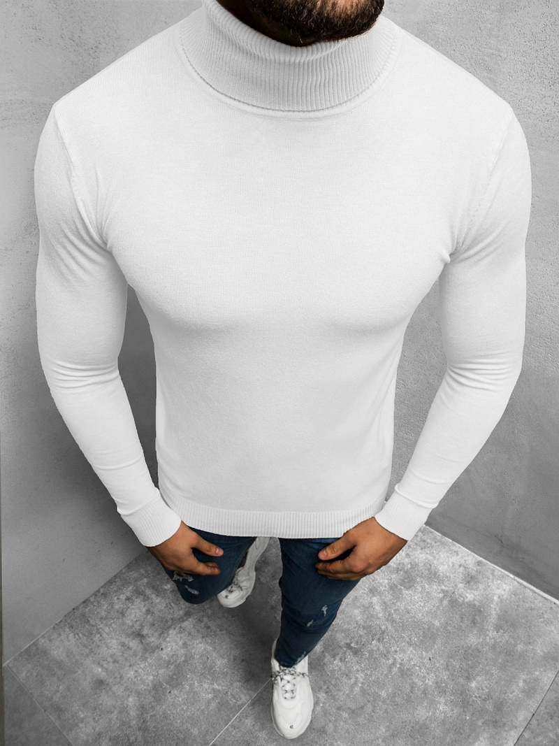 Sweter męski golf biały OZONEE TMK/YY02/2Z