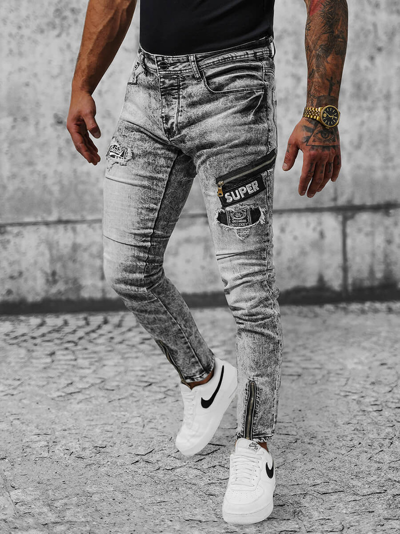 Spodnie jeansowe męskie czarne OZONEE NB/MP0162N