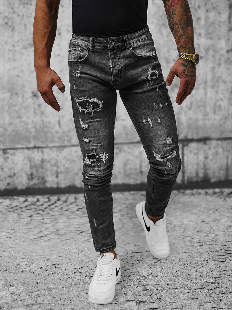Spodnie jeansowe męskie czarne OZONEE NB/MP0166N