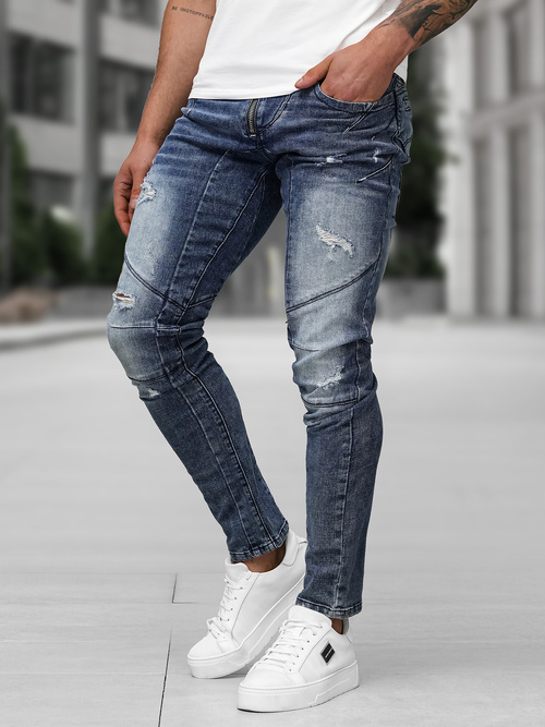 Spodnie jeansowe męskie slim fit niebieskie OZONEE NB/MP0045BZ