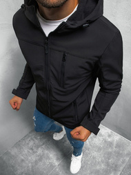 Kurtka przejściowa męska z kapturem czarna OZONEE JS/HM173/1