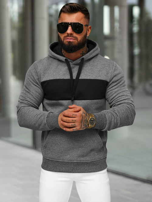 Bluza z kapturem męska grafitowa OZONEE JS/8B1315/5