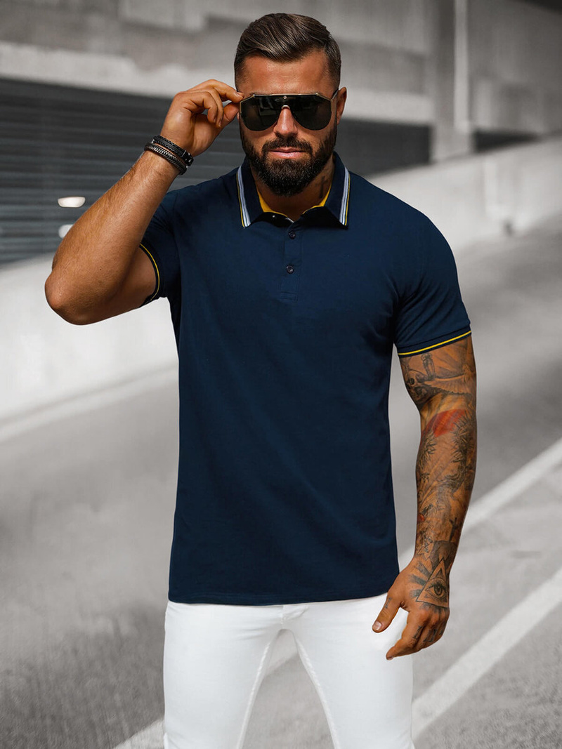 Koszulka męska polo granatowa OZONEE O/DA729