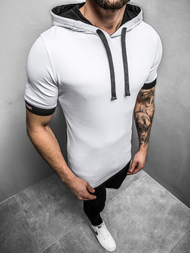 T-Shirt z kapturem męski biały OZONEE O/1273Z