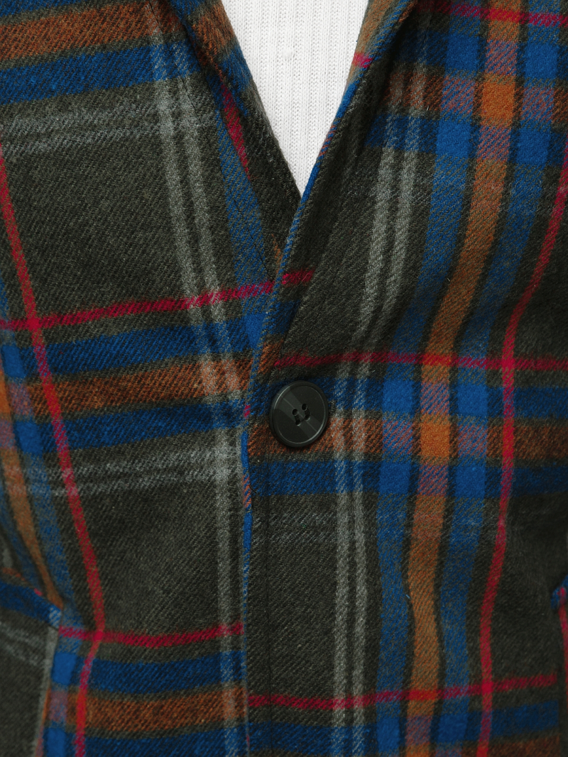 Płaszcz męski w kratę zielono-niebieski OZONEE O/5628