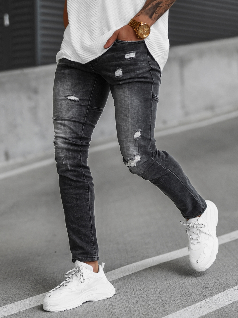 Spodnie jeansowe męskie czarne OZONEE NB/MP0051NZ