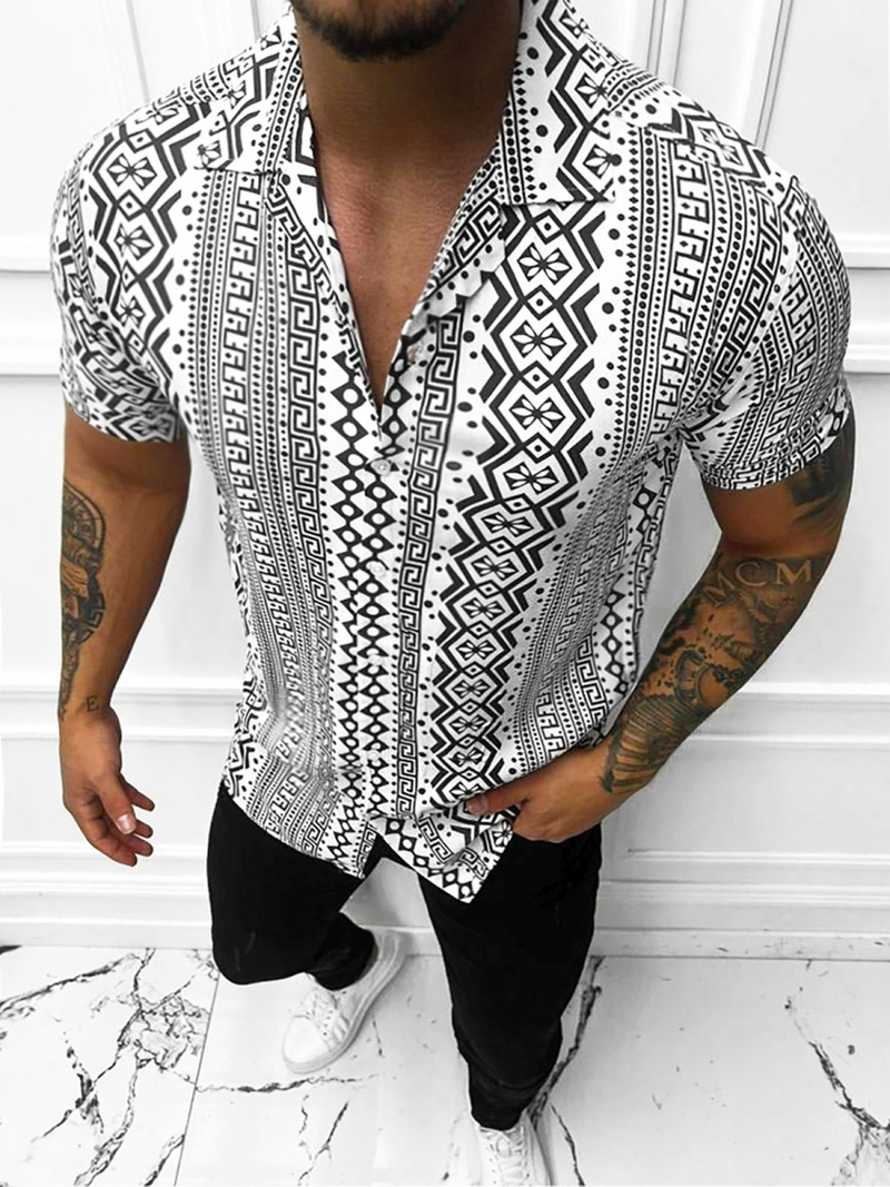 Koszula męska z krótkim rękawem biało-grafitowa OZONEE E/1400/131