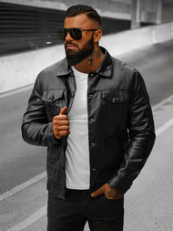 Kurtka skórzana męska czarna OZONEE O/8830/1Z