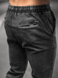 Spodnie jeansowe joggery męskie czarne OZONEE DJ/5820