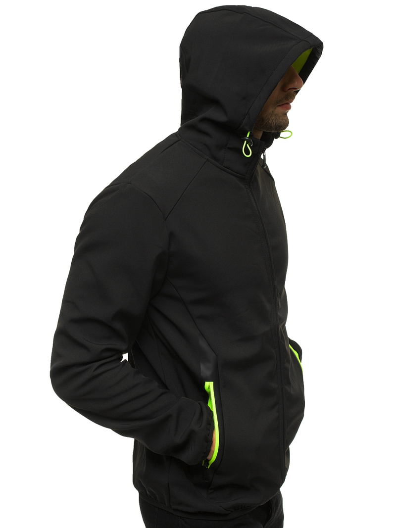 Kurtka softshell męska z kapturem czarna OZONEE JS/KS2189