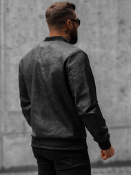 Kurtka skórzana męska bomberka czarna OZONEE O/3A63