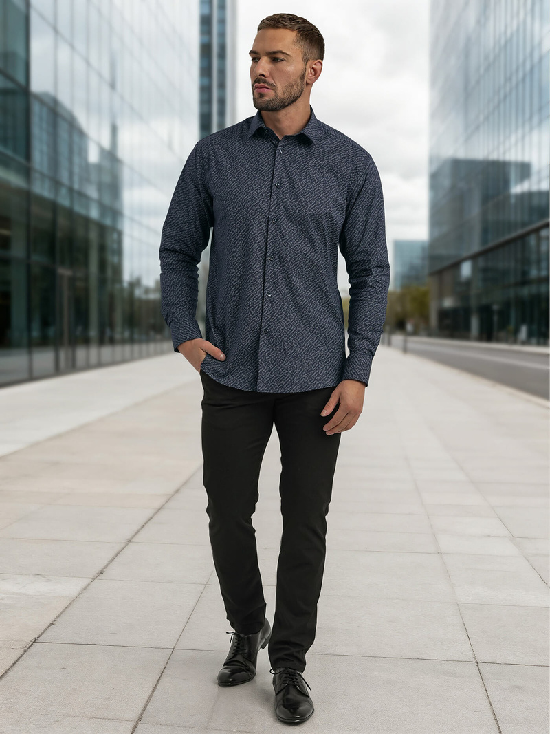 Koszula męska elegancka granatowa OZONEE V/V186