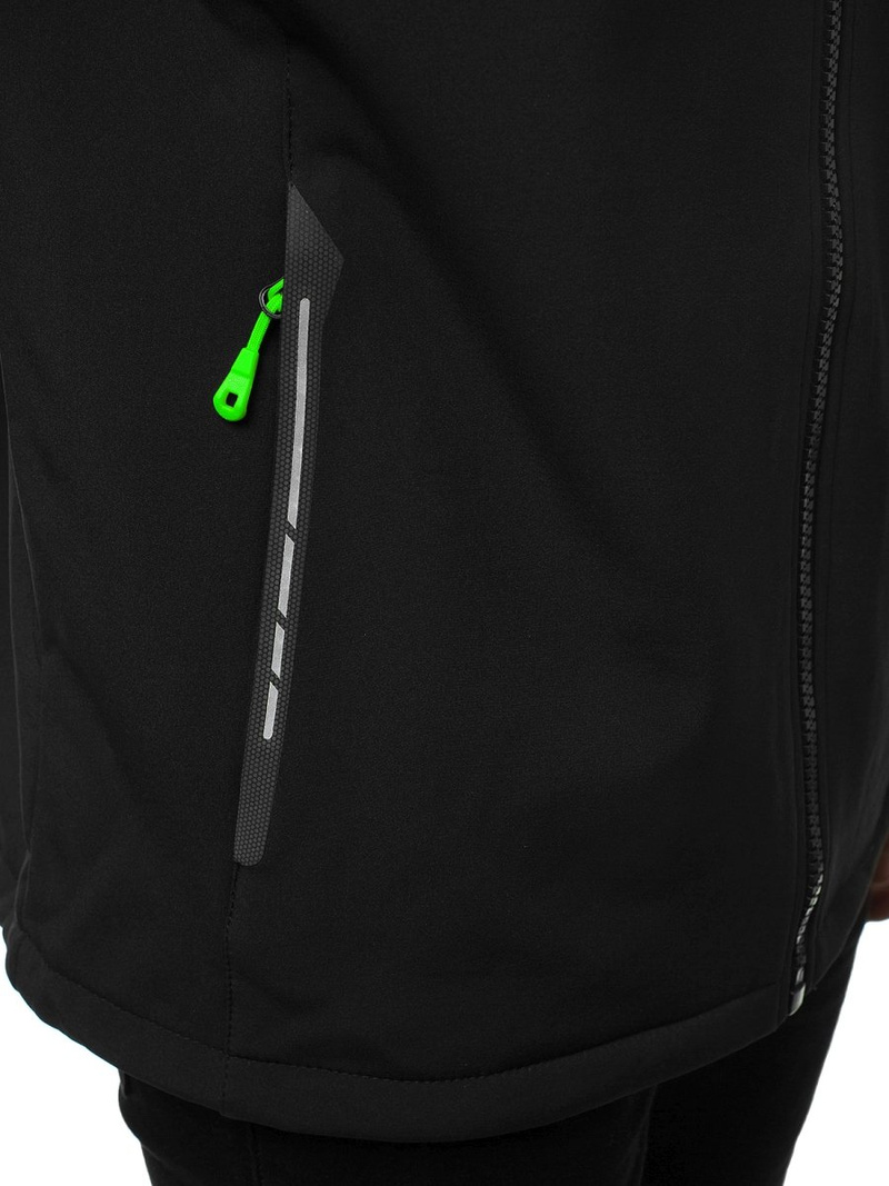 Kurtka softshell męska z kapturem czarno-zielona OZONEE GE/12268