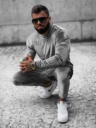 Komplet dresowy męski welurowy szary OZONEE O/D7516