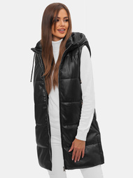 Стьобаний жіночий жилет чорний OZONEE O/AY756